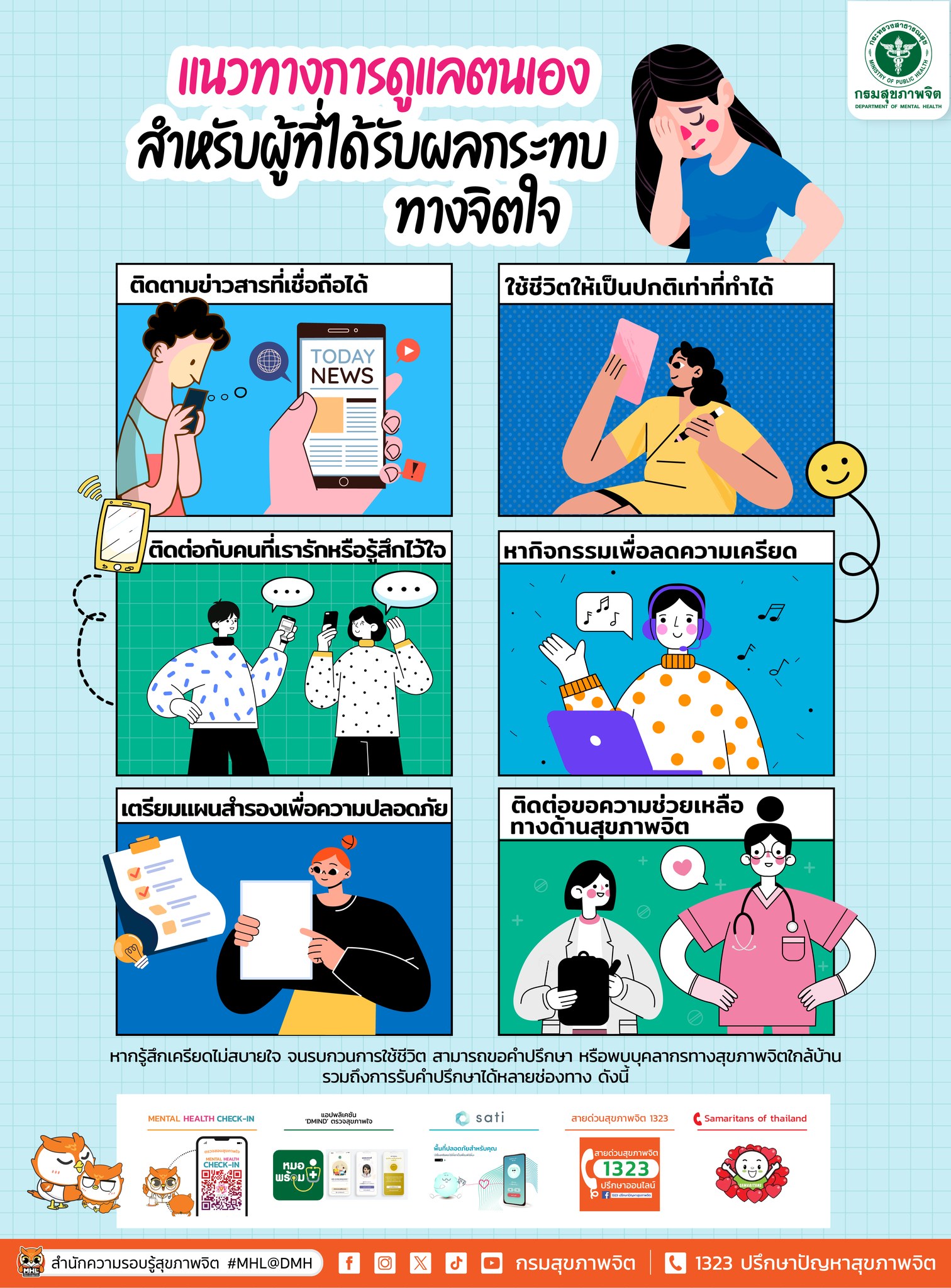 แนวทางการดูแลตนเองสำหรับผู้ที่ได้รับผลกระทบทางจิตใจ